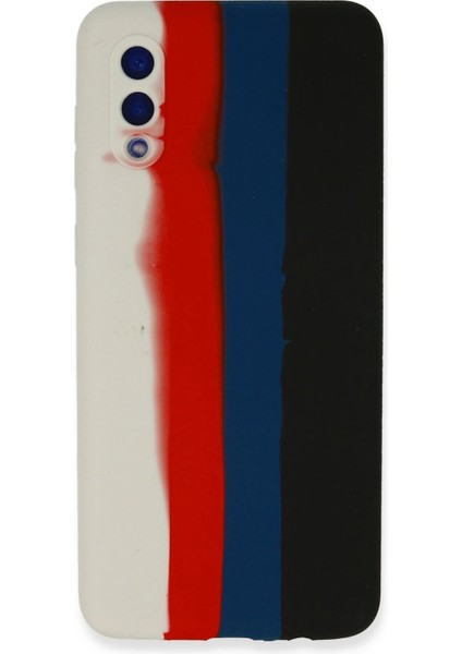 Samsung Galaxy A02 Kılıf Ebruli Lansman Silikon - Beyaz-Siyah - YKD4528-4709