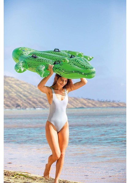 Yeşil Çocuk Şişme Timsah Havuz ve Deniz Biniciliği 203X114 cm indirimleri