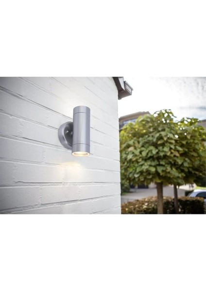 Eskitme Gri Çift Taraflı Iç-Dış Mekan Plastik Kasa Aplik Bahçe Duvar Armatürü