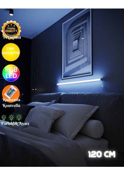 Renkli LED Abajur Aplikası, Uzaktan Kumandalı, Gece Lambası, Rgb Model
