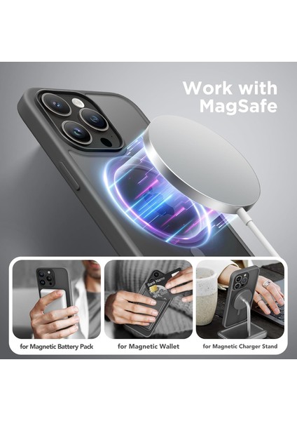iPhone 16 Pro Max Uyumlu Kamera Korumalı Magsafe Wireless Şarj Özellikli Mat Silikon Kılıf