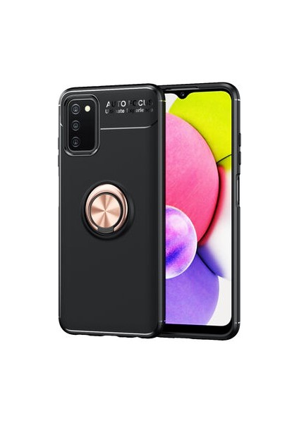 Samsung Galaxy A03S Ultra Koruma Sağlayan Stand Özellikli Ringguard Yüzüklü Silikon Kılıf