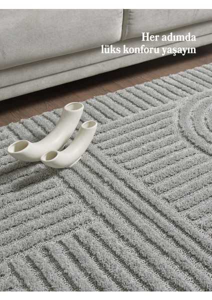 Modern Trend Tasarım Yumuşak Dokulu Özel Ebat Kesim Overloklu Jüt Taban Makine Halısı Gri modelleri