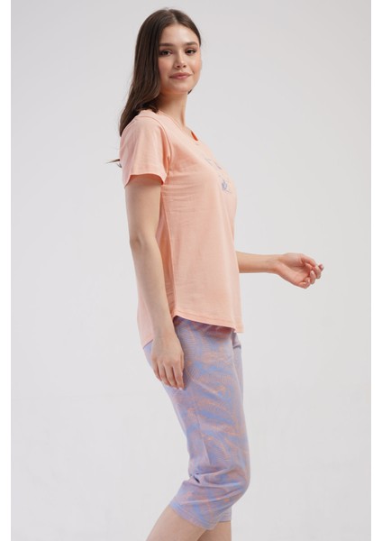 Pamuklu Kadın Kısa Kol Kaprili Pijama Takım , 409040 modelleri