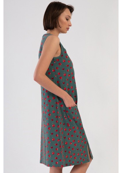 Pamuklu Kadın Genıs Askılı Fermuarlı Ev Elbısesı , 408206 modelleri