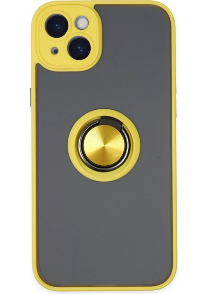 iPhone 14 Kılıf Montreal Yüzüklü Silikon Kapak - Sarı - YKD9674-9158