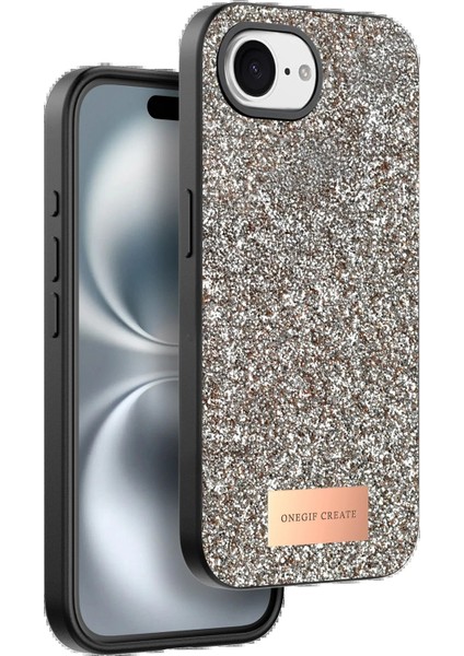 Apple iPhone 16E Bright Simli Kapak - Çöl Titanyum - YKD7586-4004