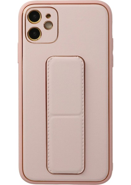 iPhone 12 Kılıf Coco Deri Standlı Kapak - Pembe - YKD6438-1185