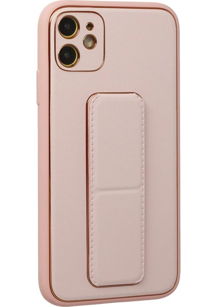iPhone 12 Kılıf Coco Deri Standlı Kapak - Pembe - YKD6438-1185