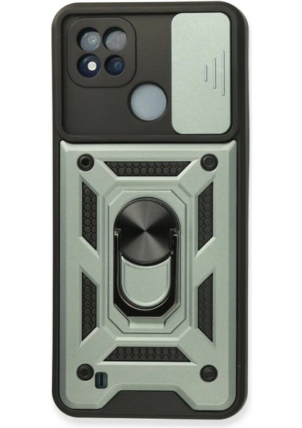 Newface Realme C11 2021 Kılıf Pars Lens Yüzüklü Silikon - Yeşil