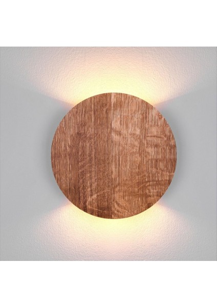 Ipli Anahtarlı Doğal Ahşap Yuvarlak Rustik Duvar Aplik, 220V Kahverengi