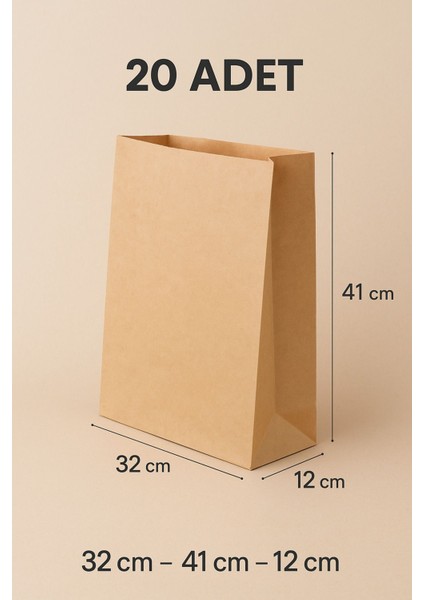 20 Adet Mega Boy Dik Duran Körüklü Kraft Hediye Paketi 32X12X41