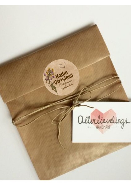 Kadın Girişimci Çıkartma Kutu ve Ambalaj Etiketi (20 Adet) Paketleme Ambalaj Kargo Ürün Etiketi