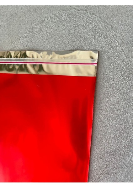 Kırmızı Yapışkanlı Metalize Hediye Poşeti Metalik Kırmızı Hediye Ambalaj Paketi 25X35 10 Adet modelleri