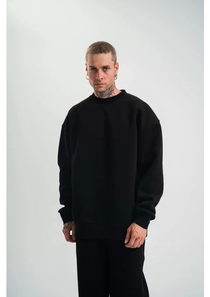 Uzun Kol Bisiklet Yaka Basic Sweatshirt - Siyah fırsatları