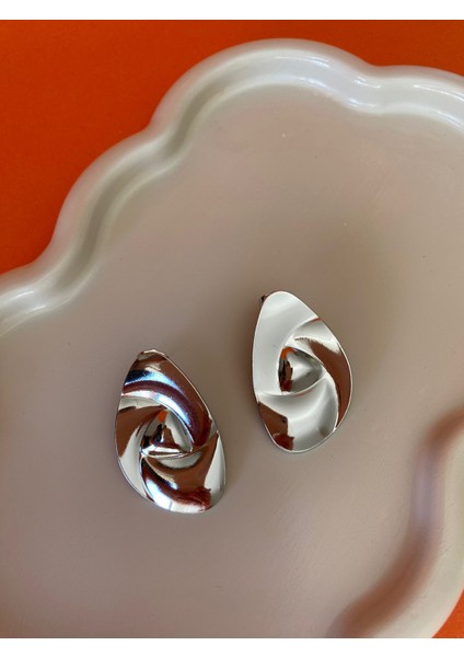 Xuping Oval Büyük Plaka Silver Küpe