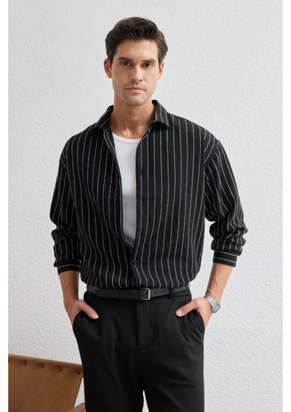 Arkit Erkek Çizgili Viskon Oversize Gömlek fırsatları