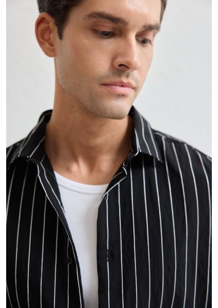 Arkit Erkek Çizgili Viskon Oversize Gömlek indirimleri