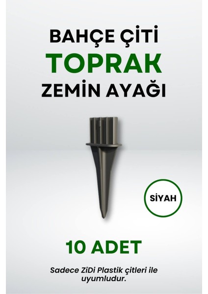 Çit Uyumlu 10'lu Siyah Toprak Zemin Ayak Seti