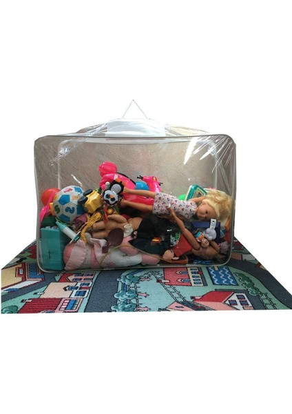 Şeffaf Kulplu Pvc Oyuncak Saklama Düzenleme Çantası Poşeti Oyuncak Hurcu 66X46X30CM fırsatları