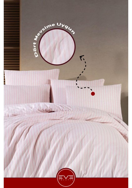 Saten Çizgili Çift Kişilik Lüks Nevresim Takımı Set 200X200 cm fırsatları