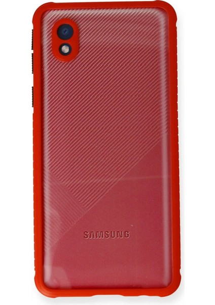 Samsung Galaxy A01 Core Kılıf Miami Şeffaf Silikon - Kırmızı - YKD8781-7539