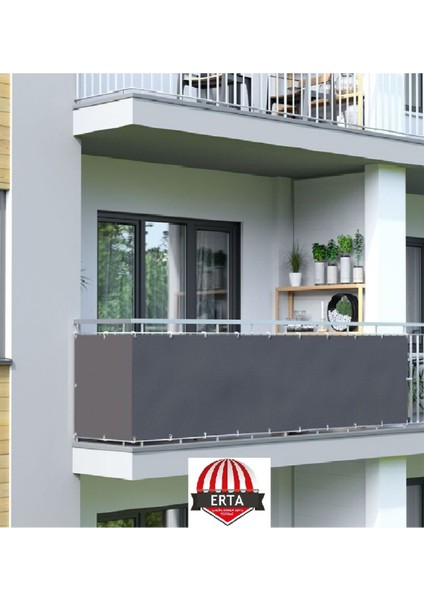 5m x 85CM Gri Polyester Balkon Demiri Brandası Su Geçirmez 1. Sınıf 650G