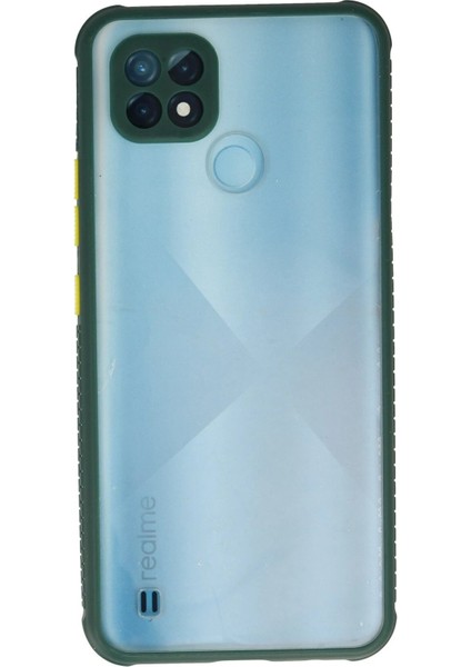 Realme C21 Kılıf Miami Şeffaf Silikon - Koyu Yeşil - YKD3755-4936