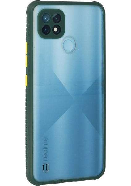 Realme C21 Kılıf Miami Şeffaf Silikon - Koyu Yeşil - YKD3755-4936