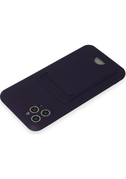 iPhone 11 Pro Max Kılıf Kelvin Kartvizitli Silikon - Derin Mor - YKD5861-6117