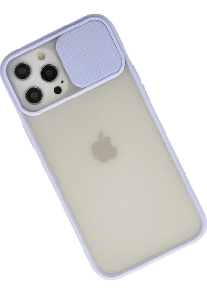 iPhone 12 Pro Max Kılıf Palm Buzlu Kamera Sürgülü Silikon - Lila - YKD7811-8031