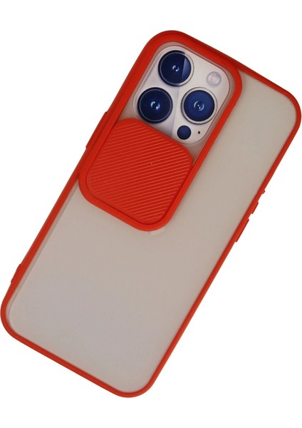 iPhone 13 Pro Kılıf Palm Buzlu Kamera Sürgülü Silikon - Kırmızı - YKD1405-2857