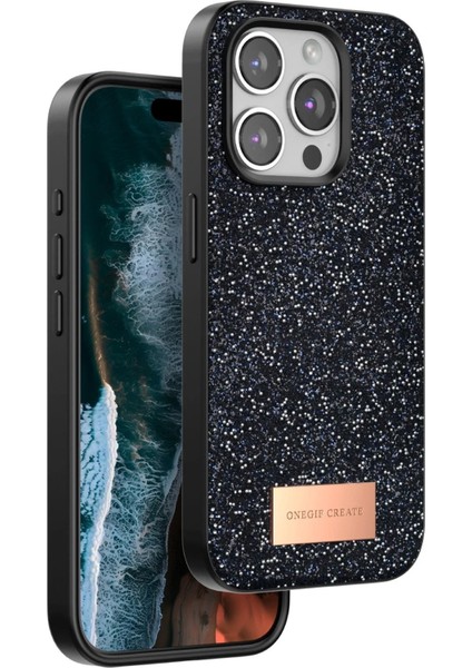 iPhone 15 Pro Bright Simli Kapak - Siyah - YKD8837-3462