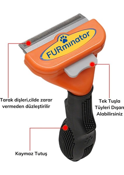 Uzun Tüylü Köpekler Için Kolay Tarama Fırçası Temizlenebilir Çelik Tarak Tüy Toplayıcı Medium