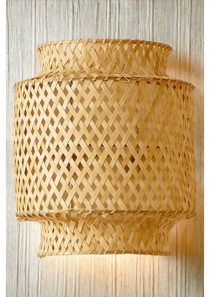 Bej Bambu Aplik Iç Mekan Duvar Aydınlatma, Iskandinav Tarzı, 29 cm