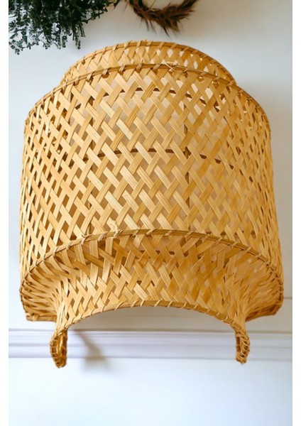 Bej Bambu Aplik Iç Mekan Duvar Aydınlatma, Iskandinav Tarzı, 29 cm modelleri