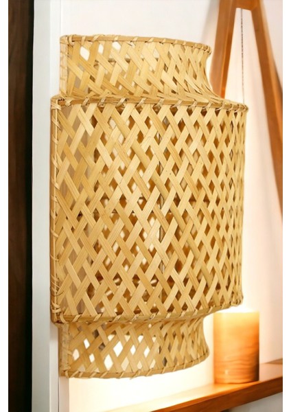 Bej Bambu Aplik Iç Mekan Duvar Aydınlatma, Iskandinav Tarzı, 29 cm fırsatları