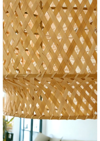 Bej Bambu Aplik Iç Mekan Duvar Aydınlatma, Iskandinav Tarzı, 29 cm