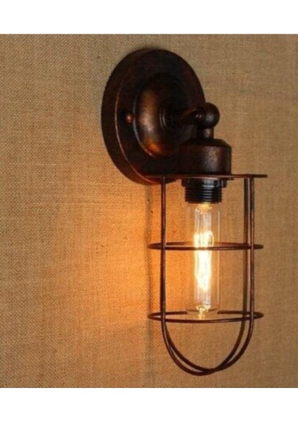 Vintage Bakır Hareketli Duvar Aplike, 1XE27 Duy Kâfesi, Rustik ve Retro Tarz.