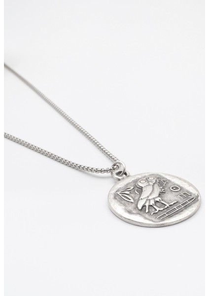Yunan Mitolojisi Baykuş Örme Zincir Kolye - Antik Gümüş Kaplama - Kadın Erkek - 60 cm fiyatları