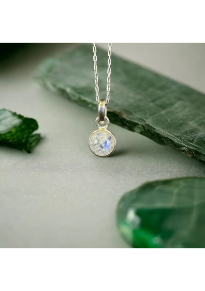 Ay Taşı Minimal Gümüş Kolye