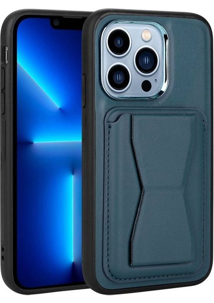 iPhone 12 Pro Kılıf Kartlıklı Standlı ​pu Deri Dermo Kapak