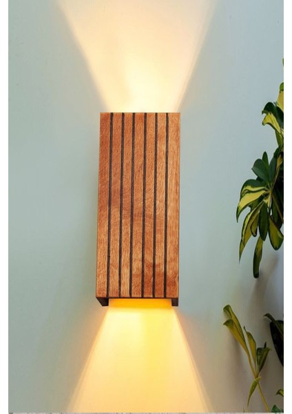 Kahverengi Ahşap Çift Yönlü Yansıtmalı Duvar Aplikası, Salon, Hol, Cafe, Otel Için