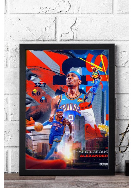 Shai Gilgeous Alexander Çerçeveli Tablo - Basketbol Nba Posteri Tablo