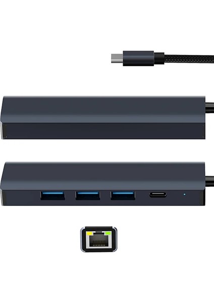 Ally BYL-2302 5 In 1 Type-C To USB + Type-C + Ethernet Dönüştürücü Çoğaltıc - YKD3609-6837