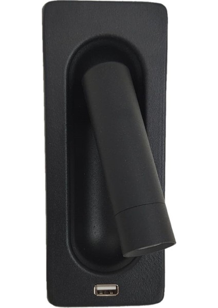 Siyah Yartak Başı Okuma Lambası 3W 220V Günışığı USB ile Kullanım Kolaylığı
