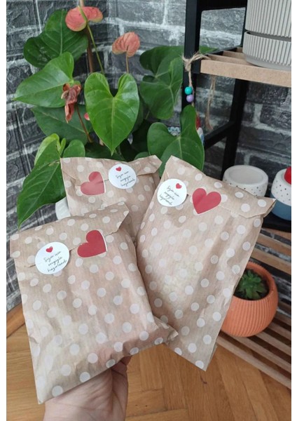 Puantiyeli Kraft Ambalaj Paketi 20'li Kese Kağıdı 12X20 cm indirimleri