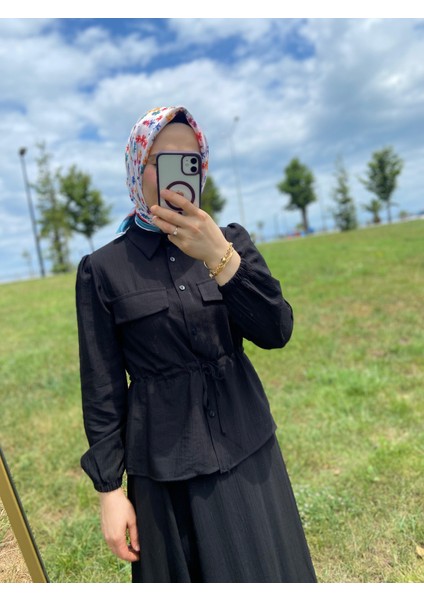 Beli Büzgülü Gömlek Etek Takım