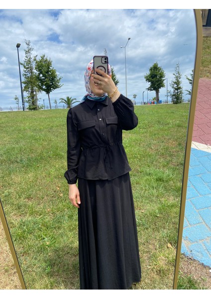 Beli Büzgülü Gömlek Etek Takım modelleri