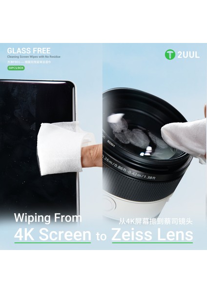 2uul FB01 Kalıntı Bırakmayan Camsız Ekran Temizleme Mendilleri - 50 Adet fiyatları